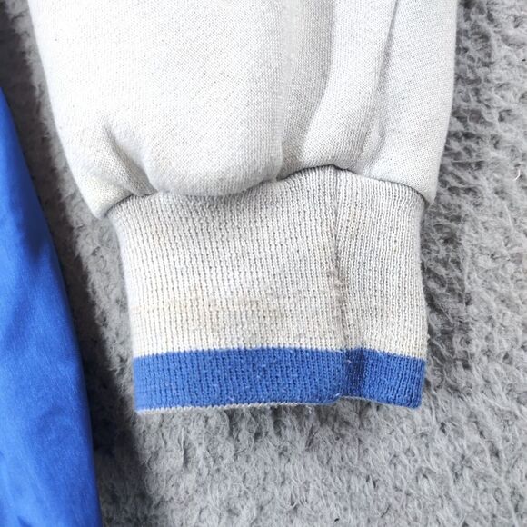 Vintage Adidas Reversible Jacket Mens Large Blue Gray Trefoil Spellout Snap Up - Picture 16 of 16